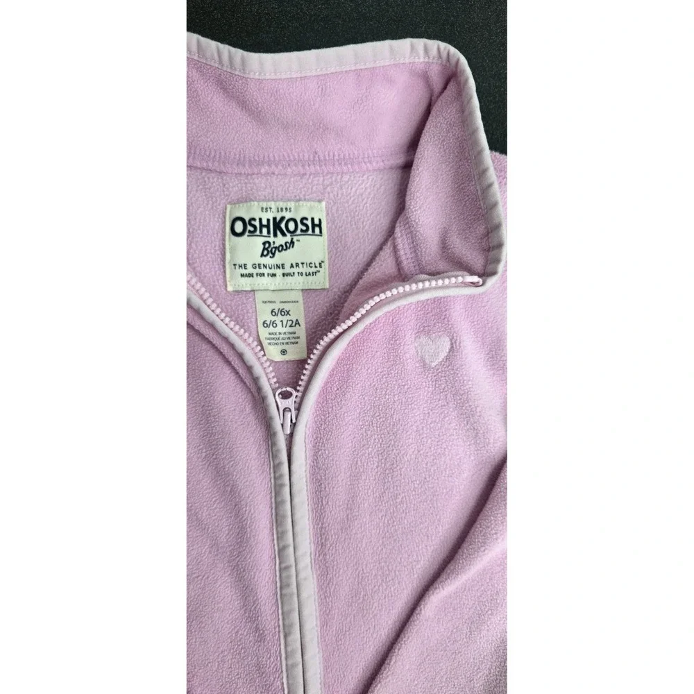 2pc OshKosh B'gosh Girls Purple Pink Fleece Zip Hoodie Jacket Pockets 6/6x‎